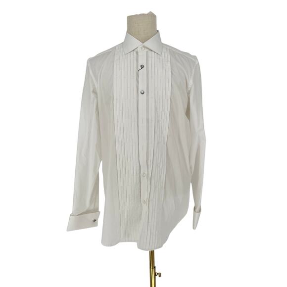 Robert Graham Woven Button Front Long Tuxedo Shirt *AS IS* Tuxedo STAINED! 16.5